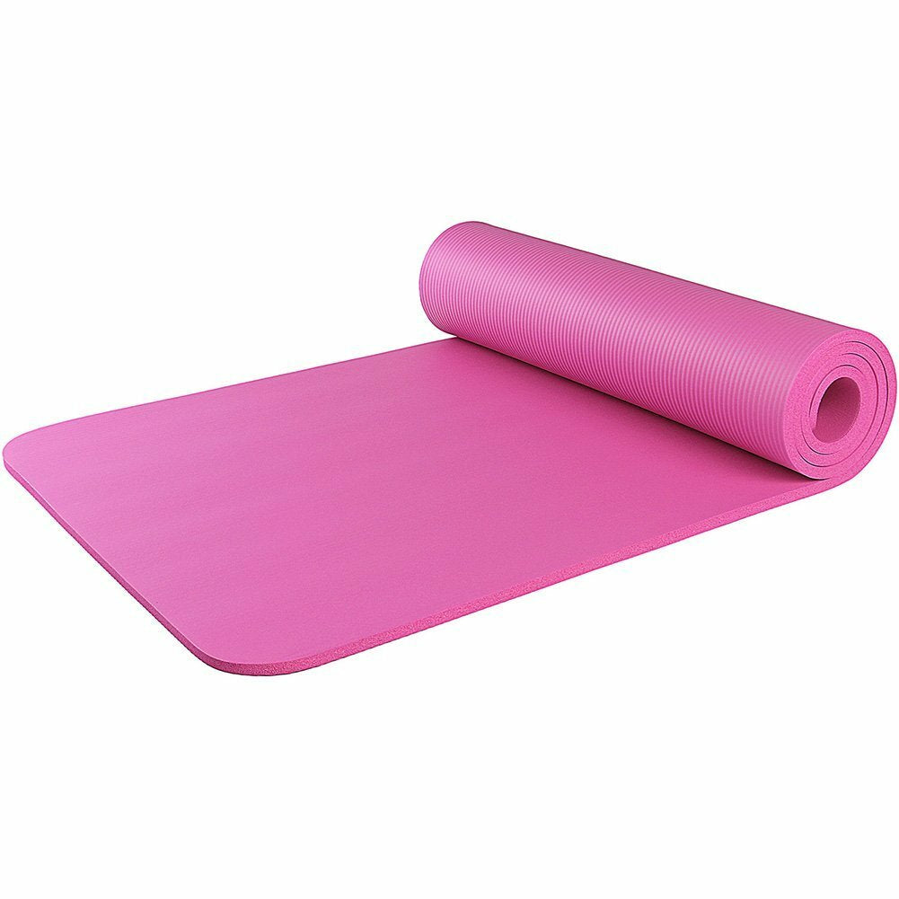 Premium 10mm Extra Thick NBR Yoga and Pilates Mat with Carry Bag and Strap - 72" x 24"