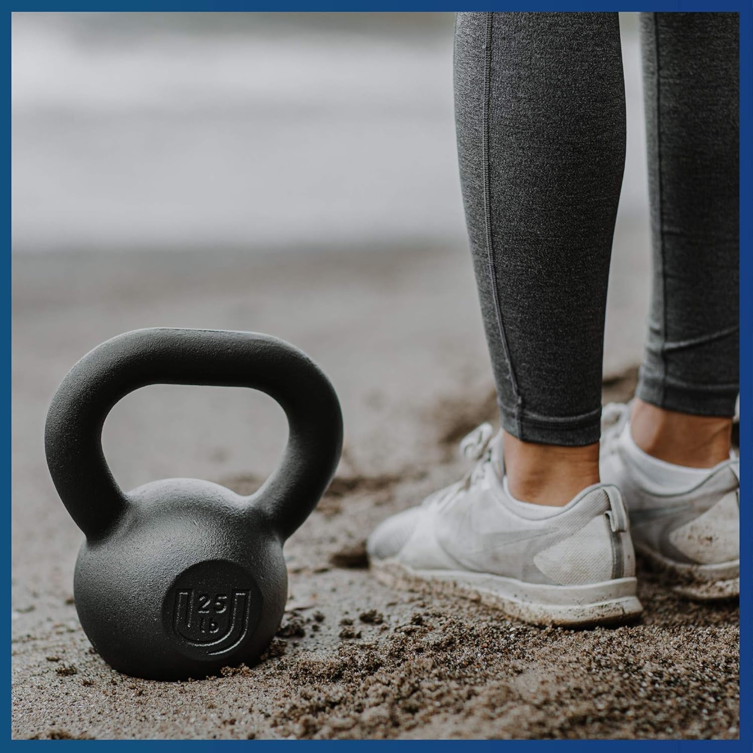 Powdercoated Kettlebell (20lb, 25lb, 35lb, 44lb, 50lb) - Made in USA - Ergonomic Wide Grip Handle for Home Gym, Core Fitness, Strength Training, and Muscle Building for Men and Women