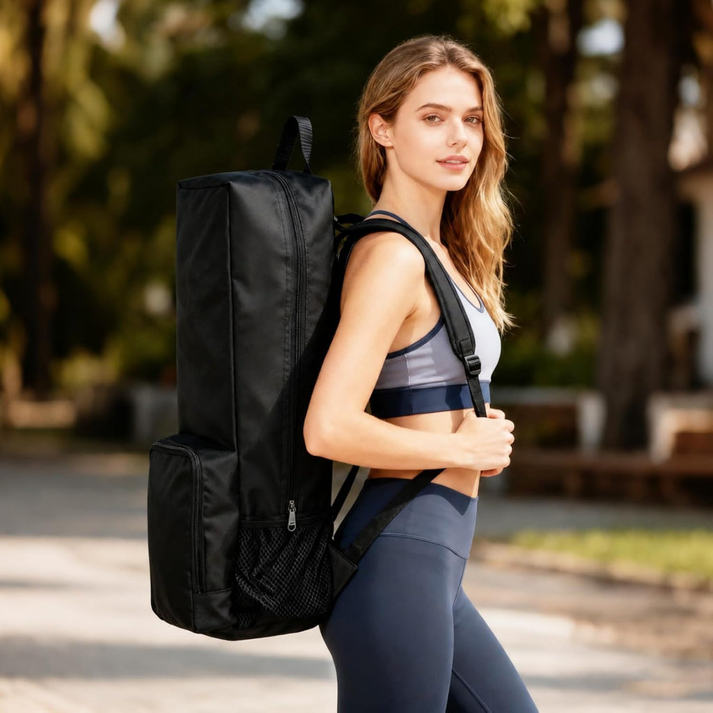 Yoga Mat Carrier Bag with Pockets and Adjustable Strap - Lightweight Waterproof Backpack for Yoga Mats and Accessories for Men and Women (Black)