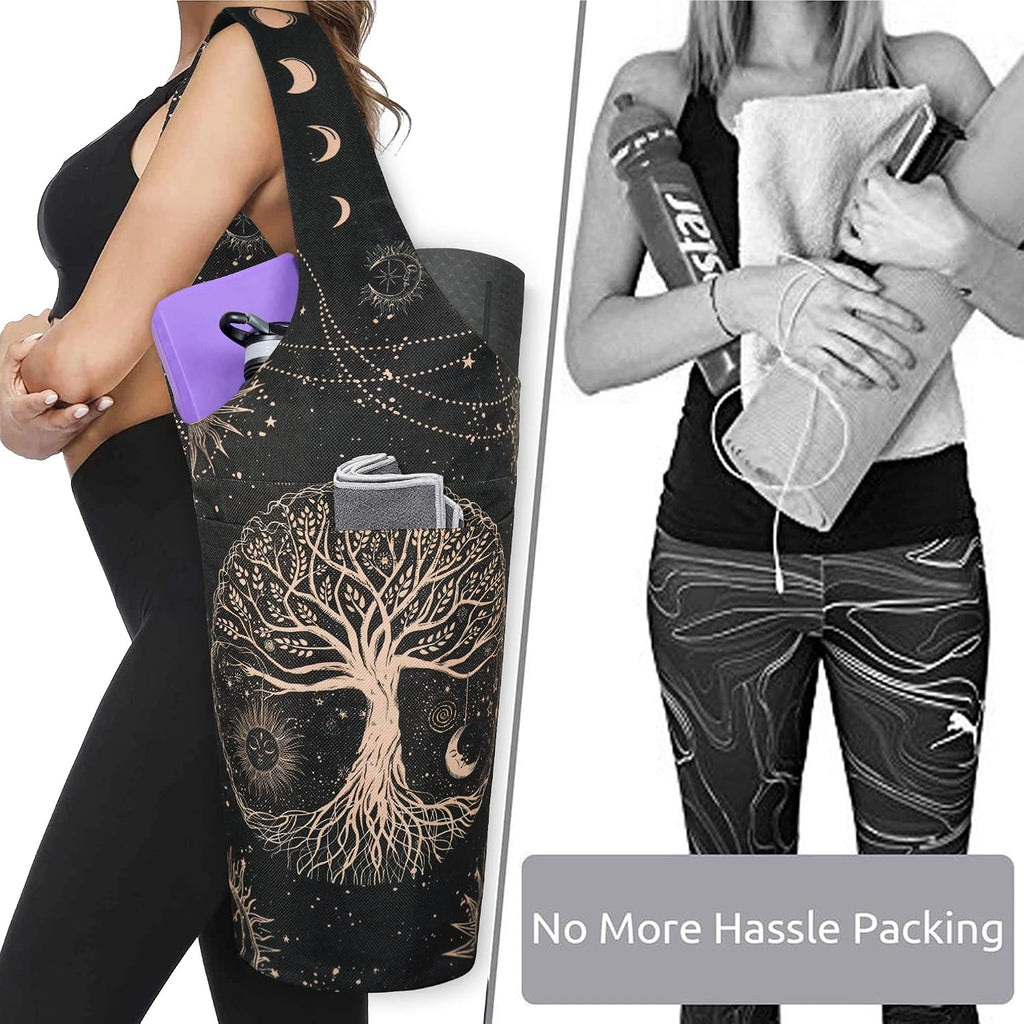 Yoga Mat Carrier Tote with Pockets - Accommodates Various Mat Sizes and Accessories
