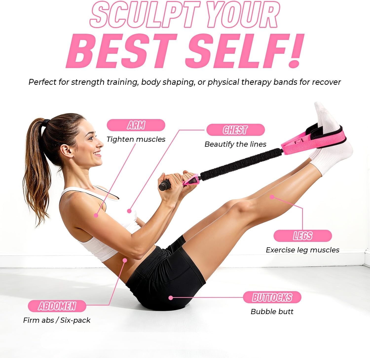 Enhanced Pedal Resistance Band with Ergonomic Handle, Durable Thickened Latex Tubes, and Soft Foam Foot Pedal for Comprehensive Core, Abdomen, Waist, Arm, and Leg Exercises, Ideal for Physical Therapy