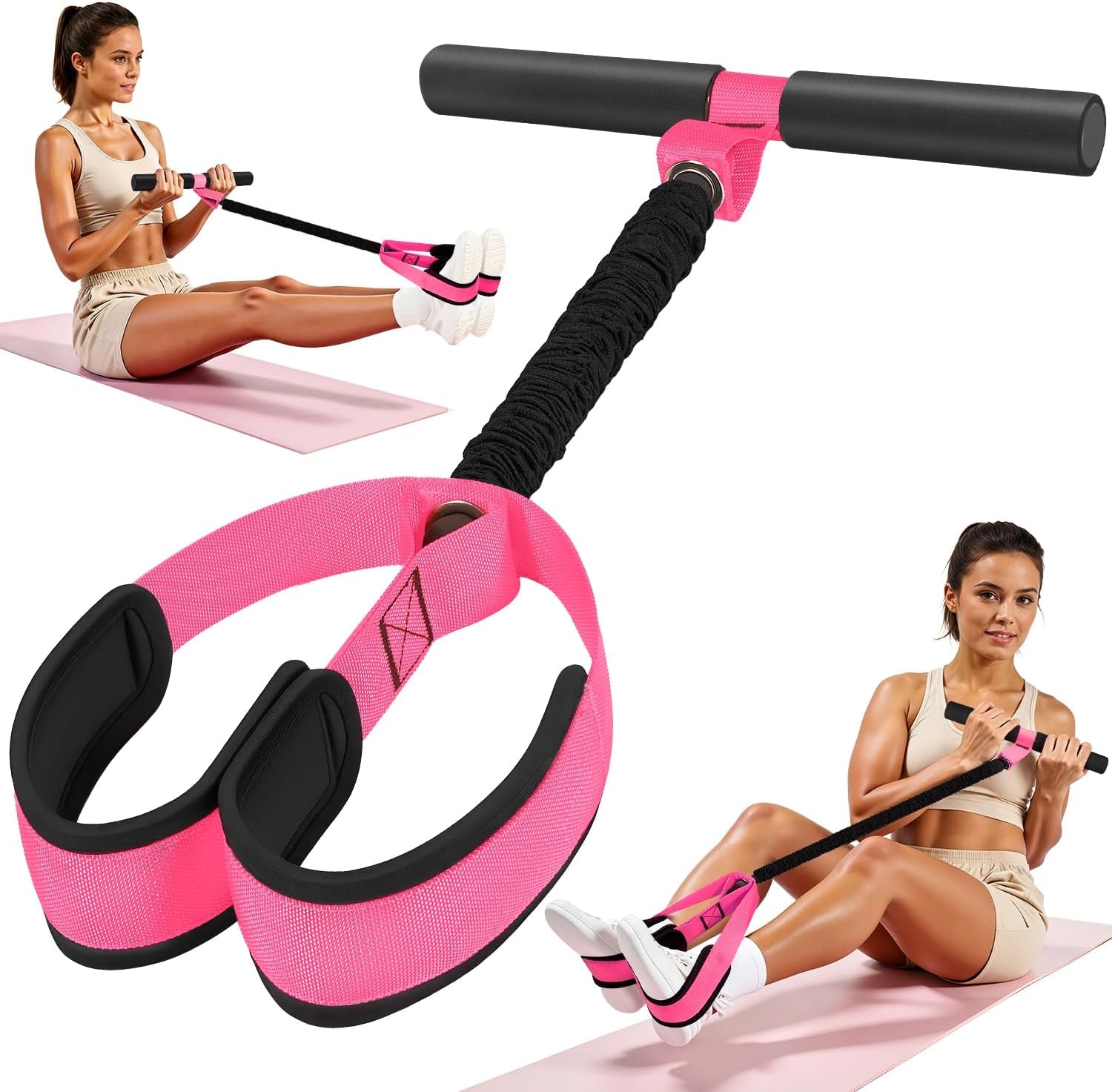 Enhanced Pedal Resistance Band with Ergonomic Handle, Durable Thickened Latex Tubes, and Soft Foam Foot Pedal for Comprehensive Core, Abdomen, Waist, Arm, and Leg Exercises, Ideal for Physical Therapy