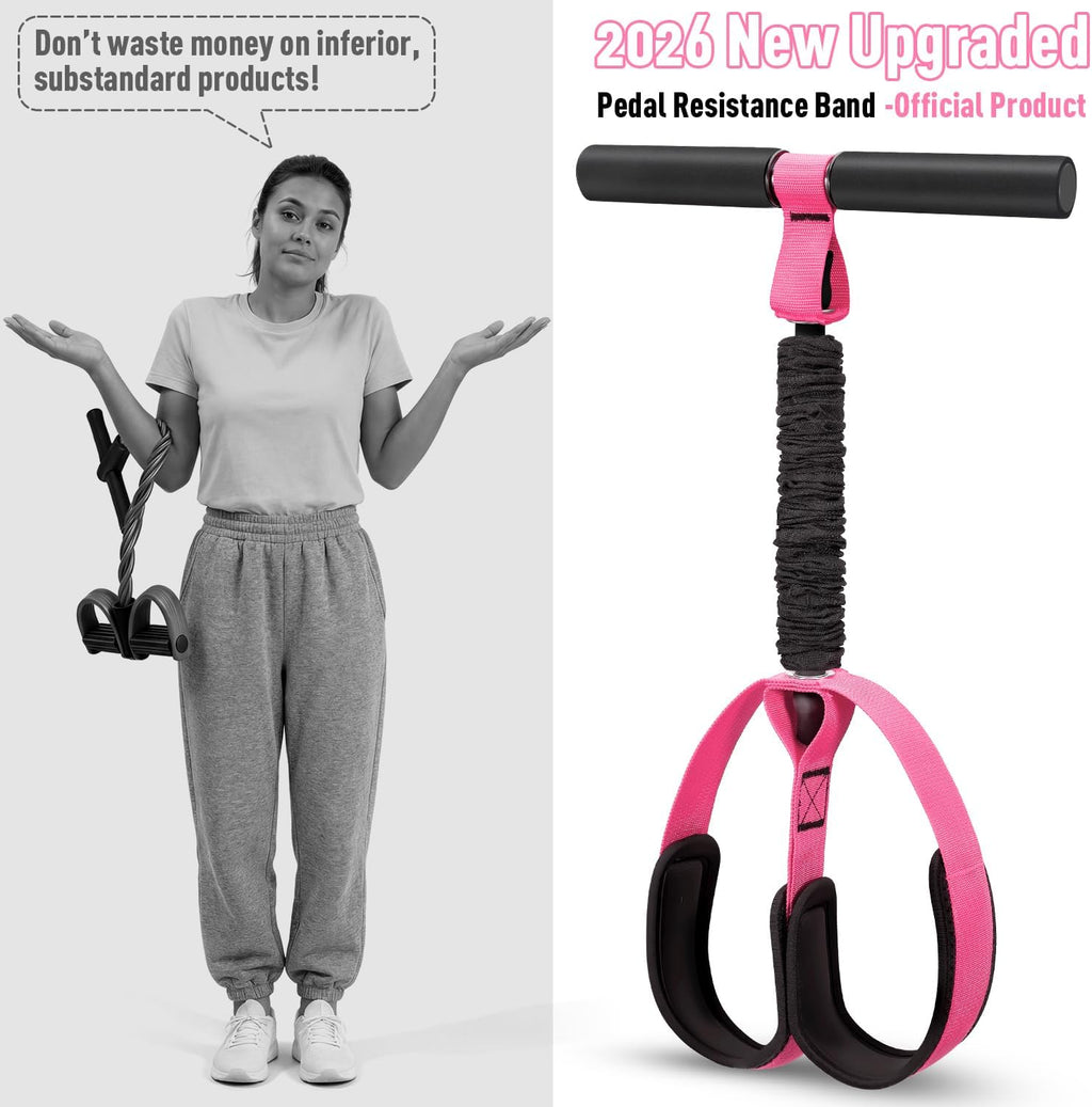 Enhanced Pedal Resistance Band with Ergonomic Handle, Durable Thickened Latex Tubes, and Soft Foam Foot Pedal for Comprehensive Core, Abdomen, Waist, Arm, and Leg Exercises, Ideal for Physical Therapy