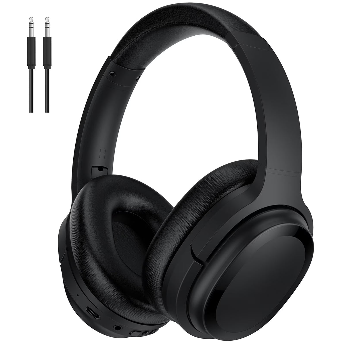 Premium Active Noise Cancelling Bluetooth Headphones with Microphone, Over-Ear Design, Comfortable Protein Earpads, 30 Hours Playtime, Foldable for Travel and Work - Black