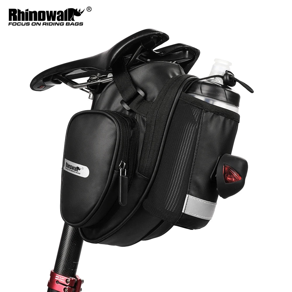 Premium Waterproof Bicycle Saddle Bag with Water Bottle Pocket - Spacious Rear Tail Bag for Cyclists