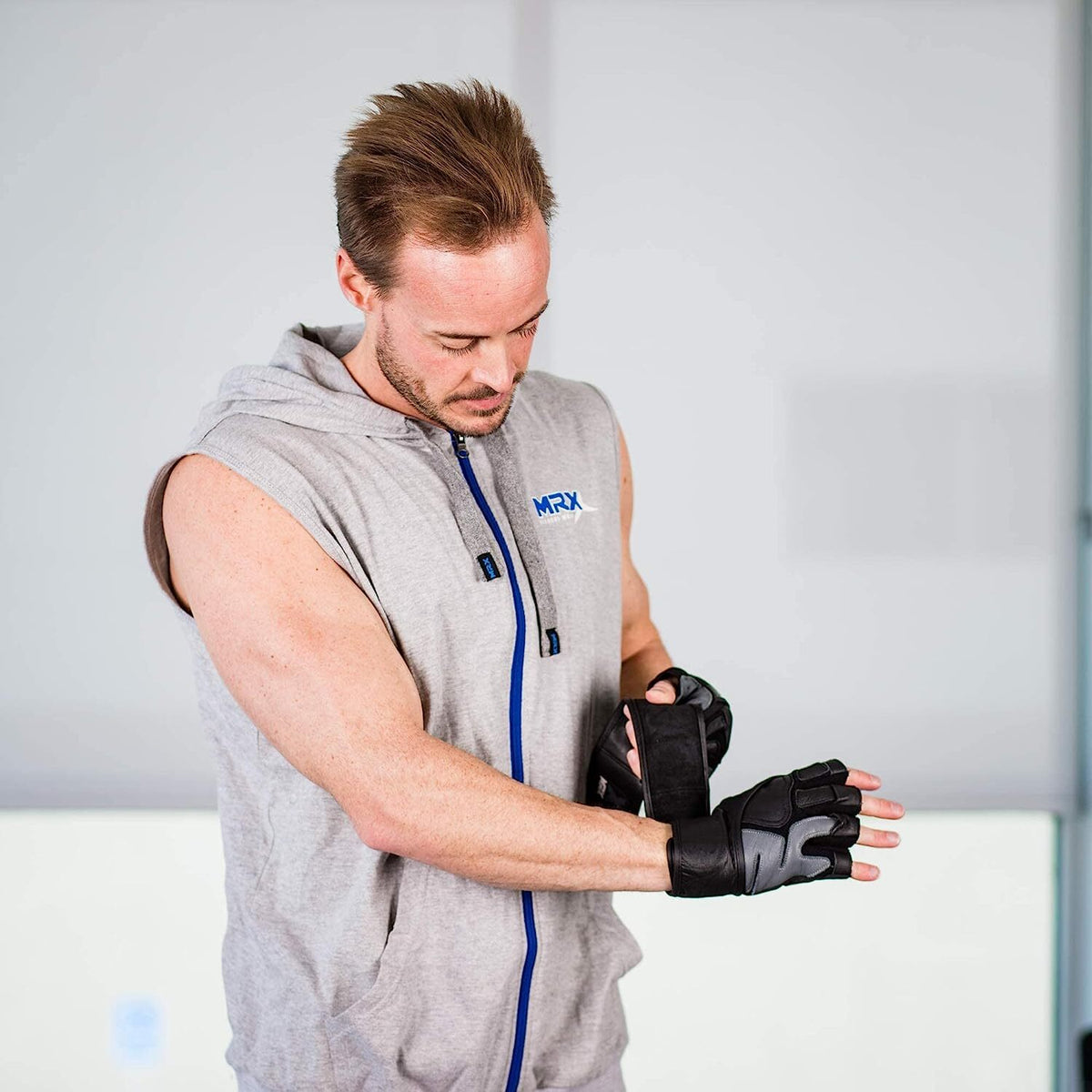 Men's Weight Lifting Gloves with Wrist Support for Enhanced Grip and Fitness Training - MRX