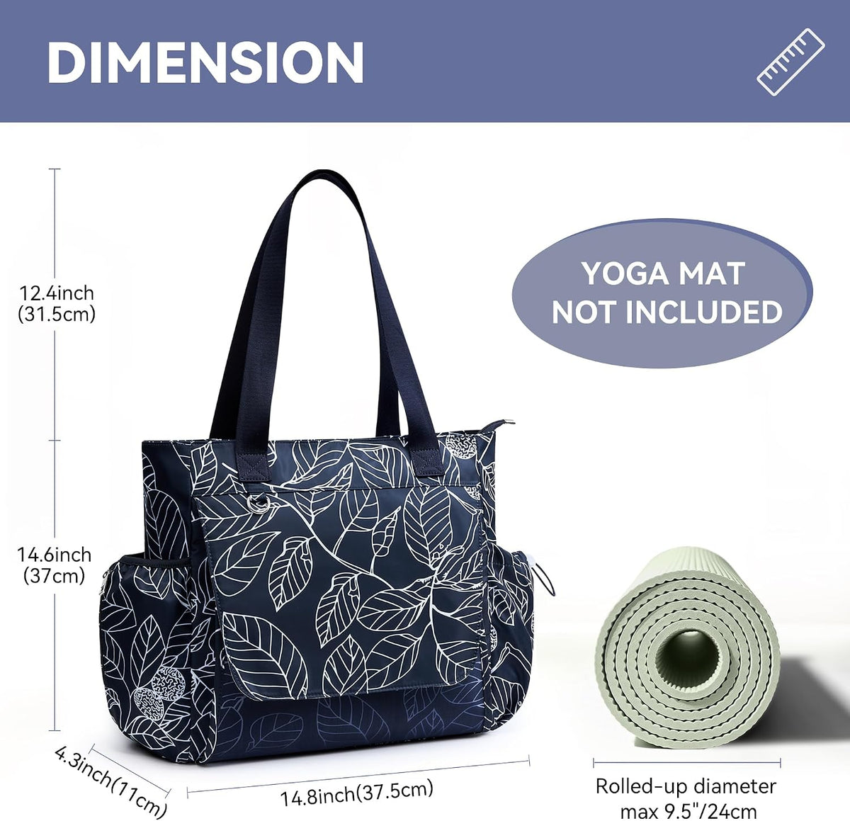 WLLWOO Women's Thick Yoga Mat Bag - Breathable Mesh Tote with Wet Pocket