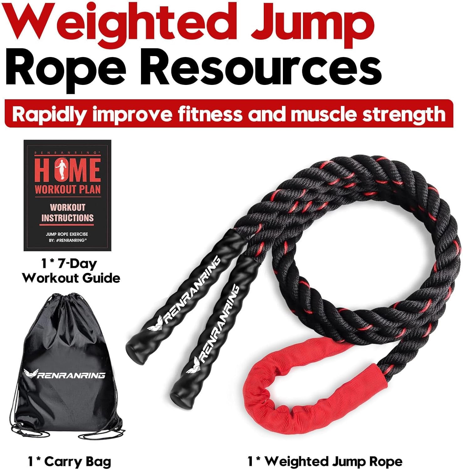 Weighted Jump Rope for Adults - 3Lb, 4Lb, and 5Lb Options for Enhanced Fitness and Strength Training at Home
