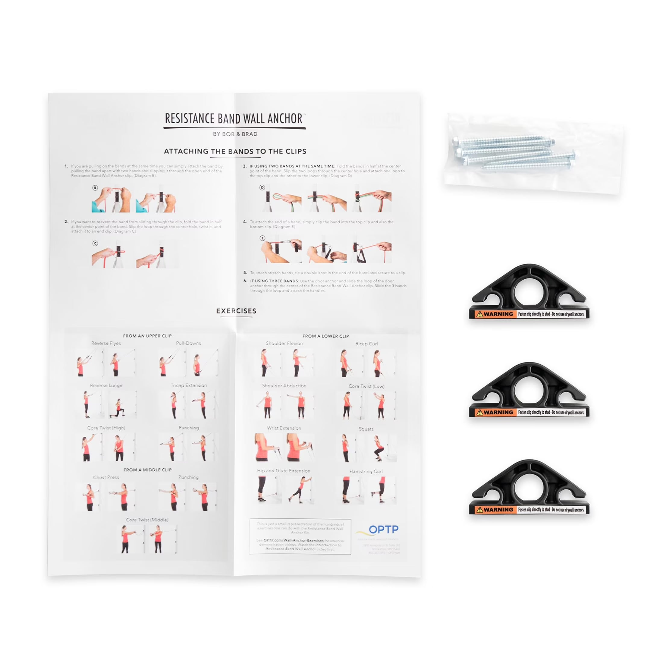 Resistance Band Wall Anchor Set by Bob and Brad - Wall-Mounted Anchors for Home Resistance Training, Strength Training, Fitness, and Physical Therapy - Made in the USA