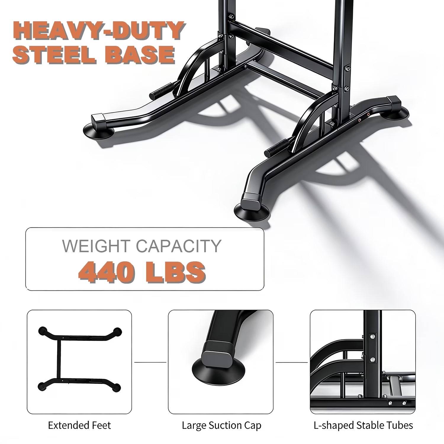 Height-Adjustable Pull-Up Bar and Dip Station - Steel Strength Training Equipment for Home Fitness