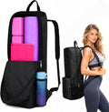 Yoga Mat Carrier Bag with Pockets and Adjustable Strap - Lightweight Waterproof Backpack for Yoga Mats and Accessories for Men and Women (Black)