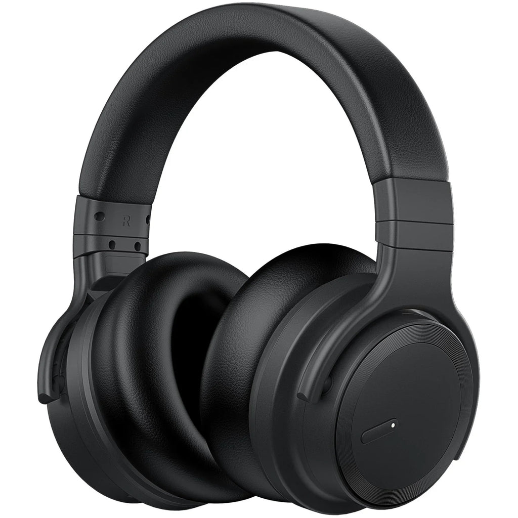 Active Noise Cancelling Wireless Bluetooth Over-Ear Headphones with Microphone, Deep Bass, Comfortable Protein Earpads, 30 Hours Playtime, Ideal for Travel and Work - Black