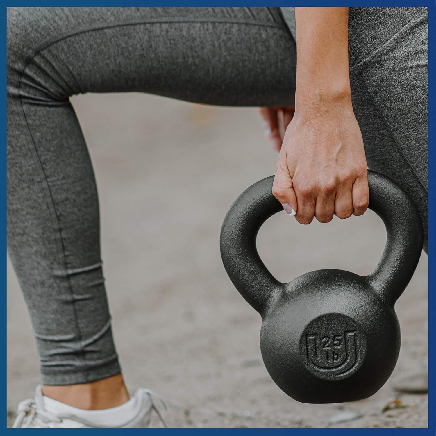 Powdercoated Kettlebell (20lb, 25lb, 35lb, 44lb, 50lb) - Made in USA - Ergonomic Wide Grip Handle for Home Gym, Core Fitness, Strength Training, and Muscle Building for Men and Women
