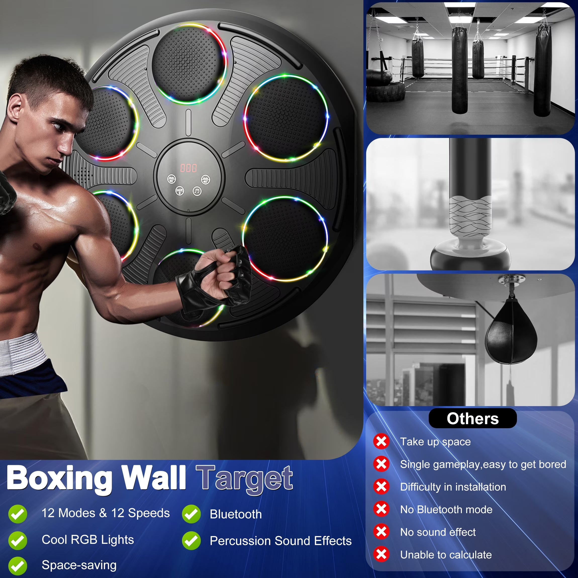 Professional Music Boxing Machine with Gloves - Adult Workout Punching Equipment