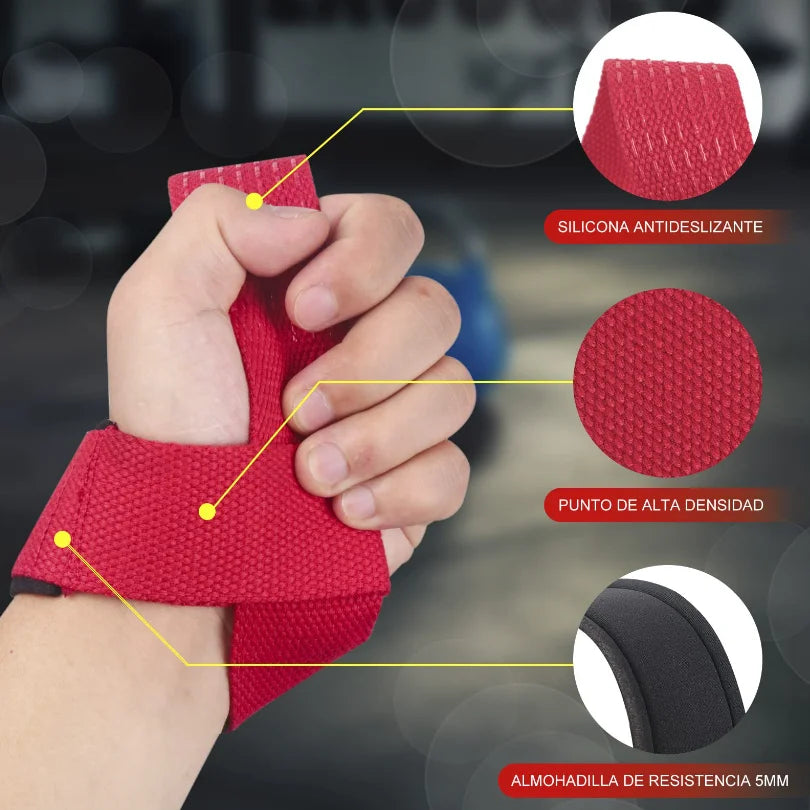 Professional Weightlifting Straps - Anti-Slip Silicone Wrist Support for Strength Training, Deadlifts, and CrossFit - 1 Pair