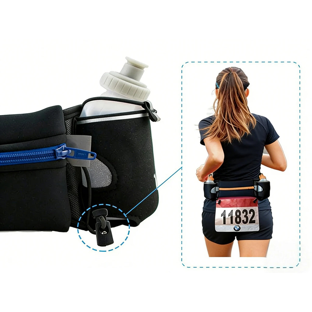 Marathon Trail Running Waist Pack for Men and Women - Dual Pocket Fanny Pack for Phone and Water Bottle Fitness Belt