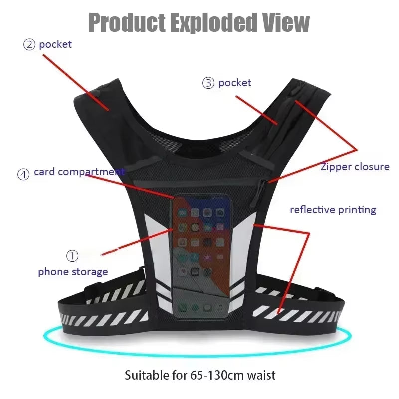 Lightweight Hydration Vest with Phone Pocket and Water Bottle Holder for Outdoor Activities, Cycling, and Hiking