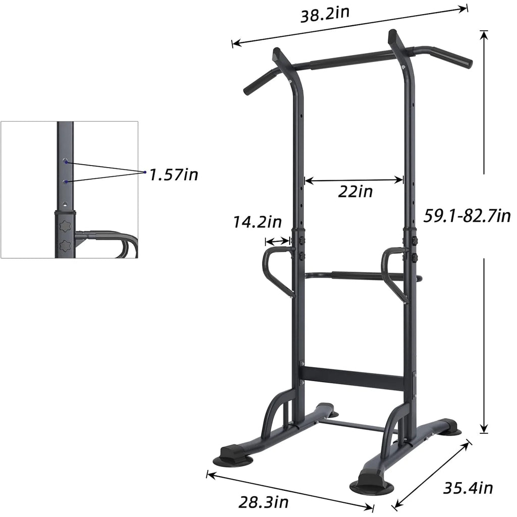 Multi-Function Power Tower Dip Station and Pull-Up Bar for Strength Training - Home and Office Gym Equipment, Black, 330 lbs Capacity