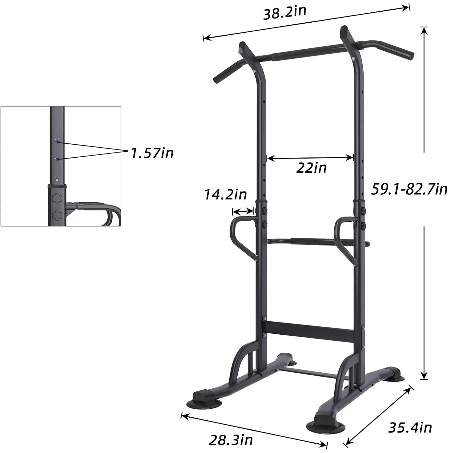 Multi-Function Power Tower Dip Station and Pull-Up Bar for Strength Training - Home and Office Gym Equipment, Black, 330 lbs Capacity
