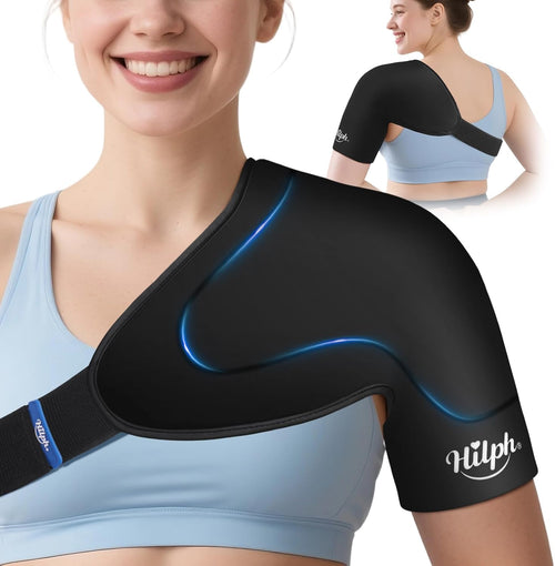 3D Double-Layer Gel Shoulder Ice Pack Wrap for Rotator Cuff and Surgical Recovery, Reusable Cold Therapy Sleeve with Adjustable Strap for Optimal Comfort, Flexible Fit for Men and Women, Medium Size