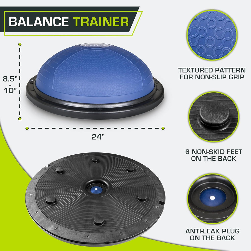 Professional Balance Trainer Stability Half Ball with Resistance Bands and Pump for Yoga and Aerobic Home Gym Workouts