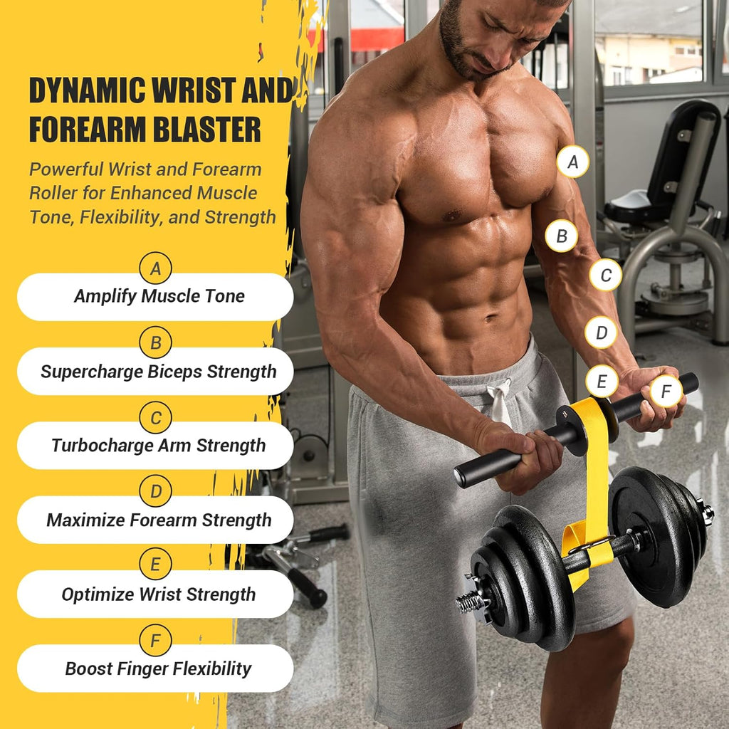 Forearm Strengthener and Wrist Roller with Ultra-Strong Nylon Webbing | Adjustable Lengths of 43.3" and 51.2" Featuring Dual Buckles, Quick Locking Mechanism, and Anti-Slip Grip Handles for Enhanced Strength Training