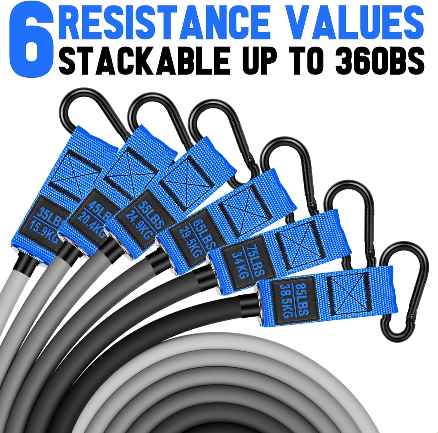 Heavy-Duty Resistance Bands for Strength Training - 300Lbs/360Lb/420Lb with Handles, Door Anchor, and Ankle Straps - Home Gym Fitness Equipment for Men
