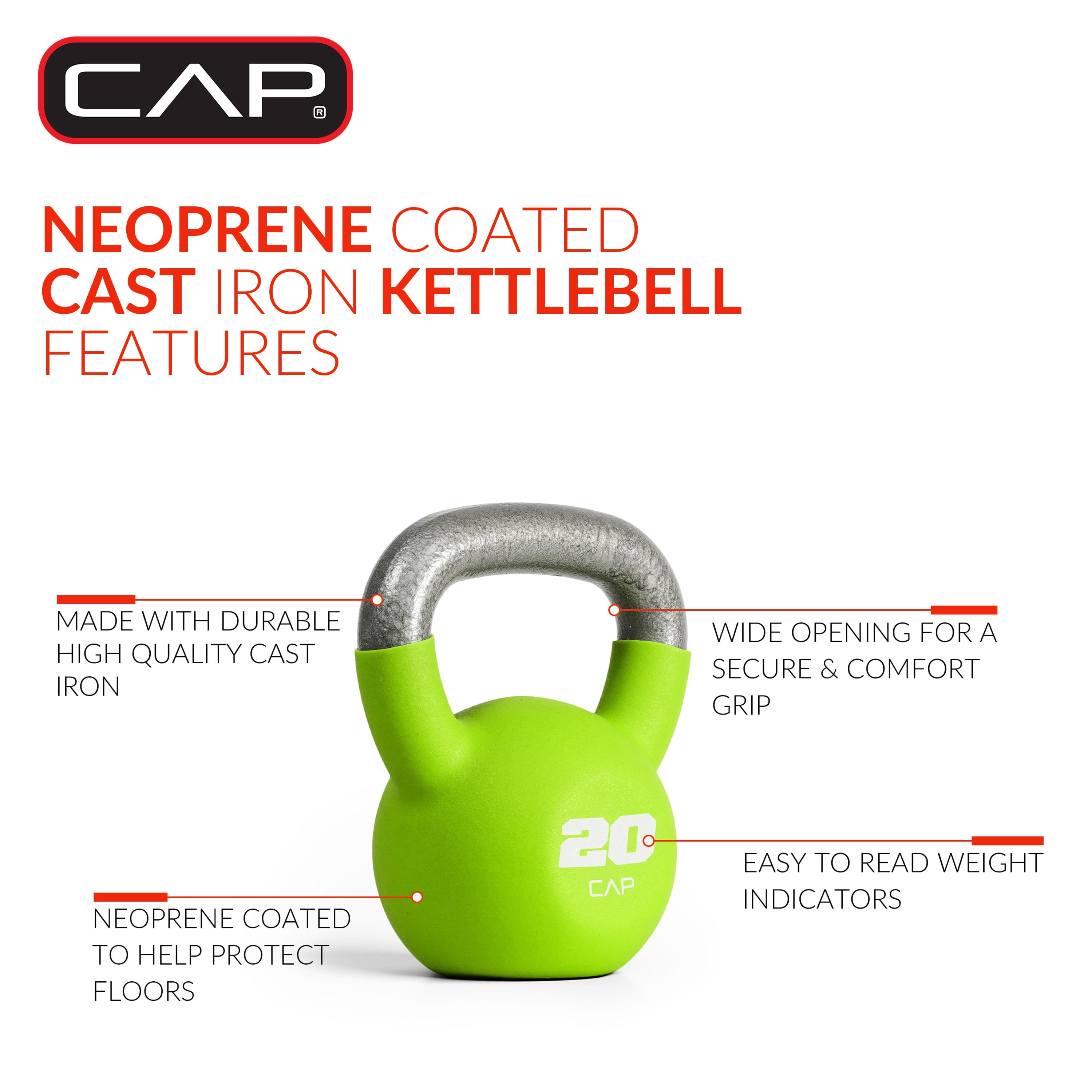 20 lb Neoprene Coated Kettlebell in Green