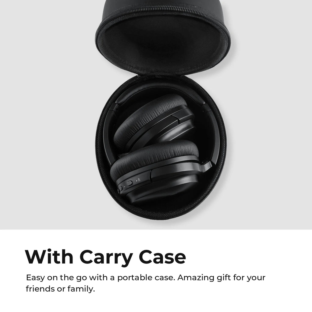 Premium Active Noise Cancelling Bluetooth Headphones with Microphone, Over-Ear Design, Comfortable Protein Earpads, 30 Hours Playtime, Foldable for Travel and Work - Black