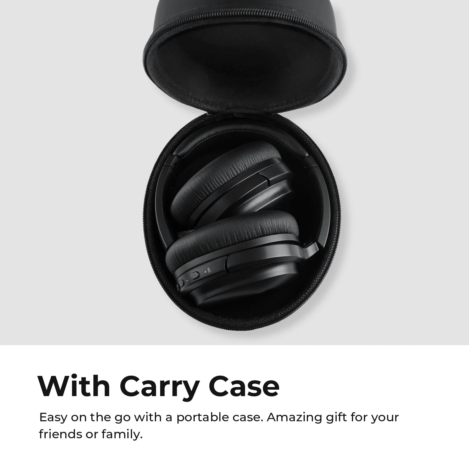 Premium Active Noise Cancelling Bluetooth Headphones with Microphone, Over-Ear Design, Comfortable Protein Earpads, 30 Hours Playtime, Foldable for Travel and Work - Black