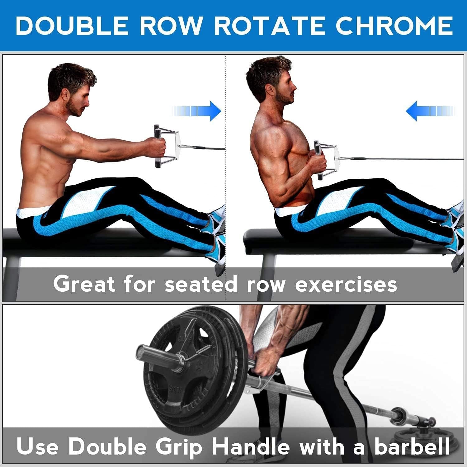 Double D Handle Cable Attachment - V-Shaped Handle for Gym Strength Training and Fitness Equipment