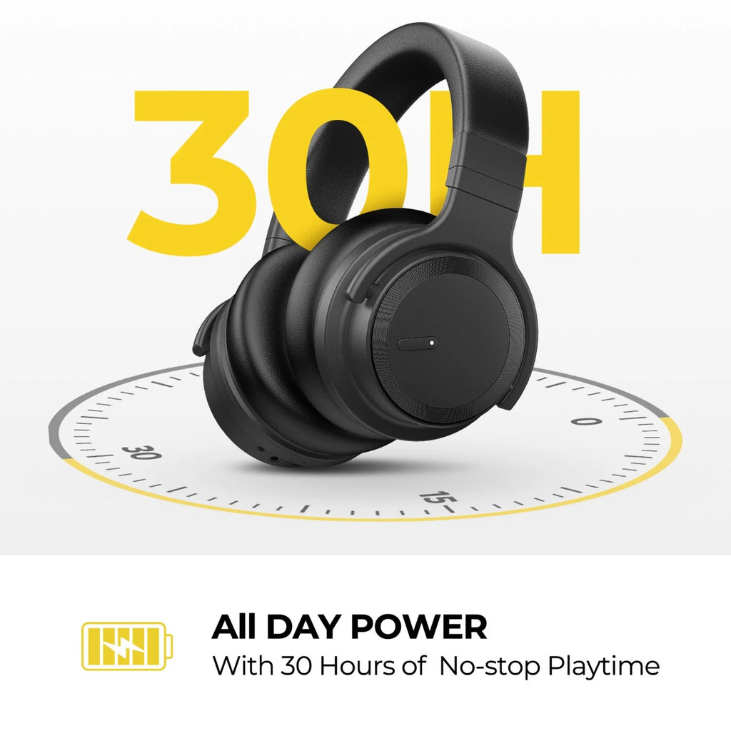 Bluetooth Noise-Cancelling Over-Ear Headphones with Microphone - Wireless and Wired Connectivity for TV and PC