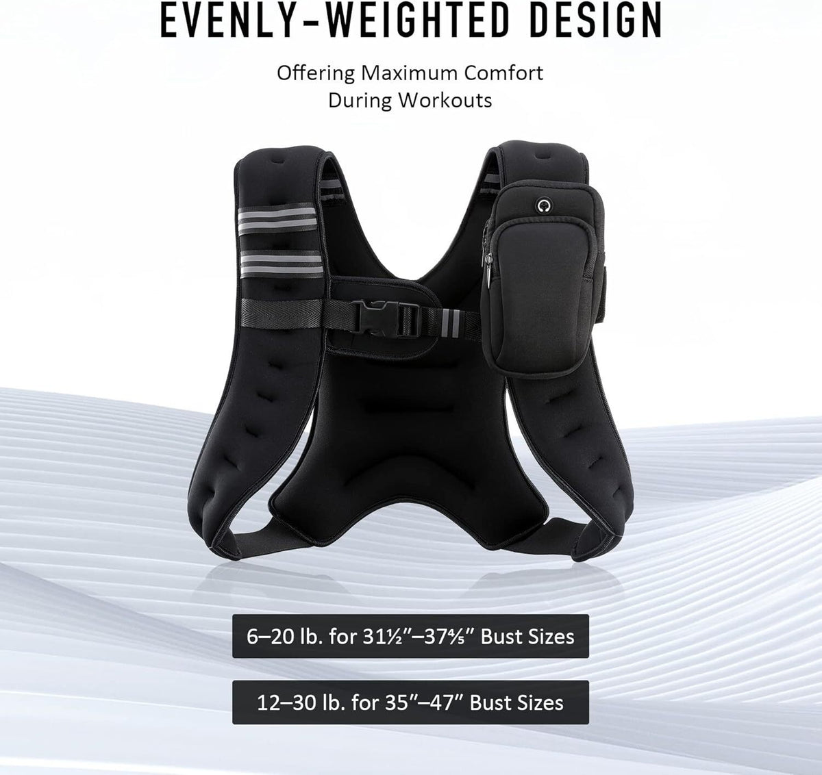 ZELUS Adjustable Weighted Vest - Available in 6 lbs, 8 lbs, and 12 lbs