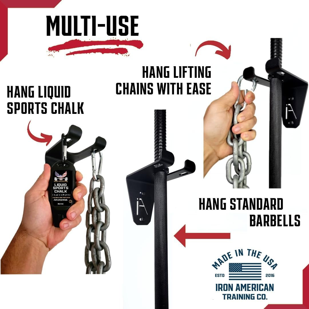 Alpha Barbell Wall Mount Storage System - 100+ Pound Capacity Multi-Purpose Holder for Standard Olympic Barbells - Dimensions: 4.25 x 6.75 x 7.25 Inches - Includes Hardware