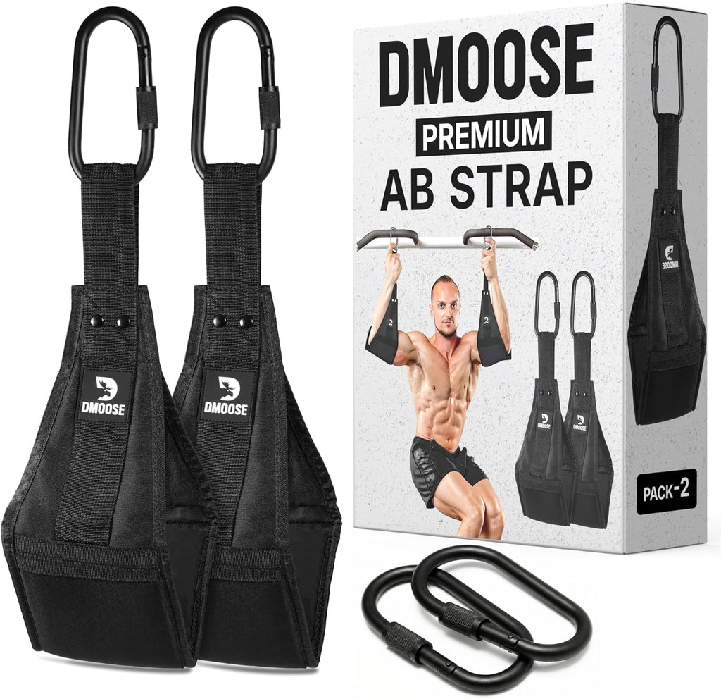 Professional Hanging Ab Straps for Pull-Up Bar & Core Strength Training - Soft Padded Exercise Straps for Ab Swings & Leg Raises, Includes 2 Steel Carabiners - Ideal Abs Equipment for Home & Gym Use