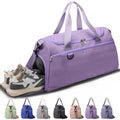 Travel Duffle Bag Gym Bags with Shoe Compartment Wet Pocket Waterproof for Weekender Overnight Gym Sports Traveling Swimming Yoga Workout, Violet