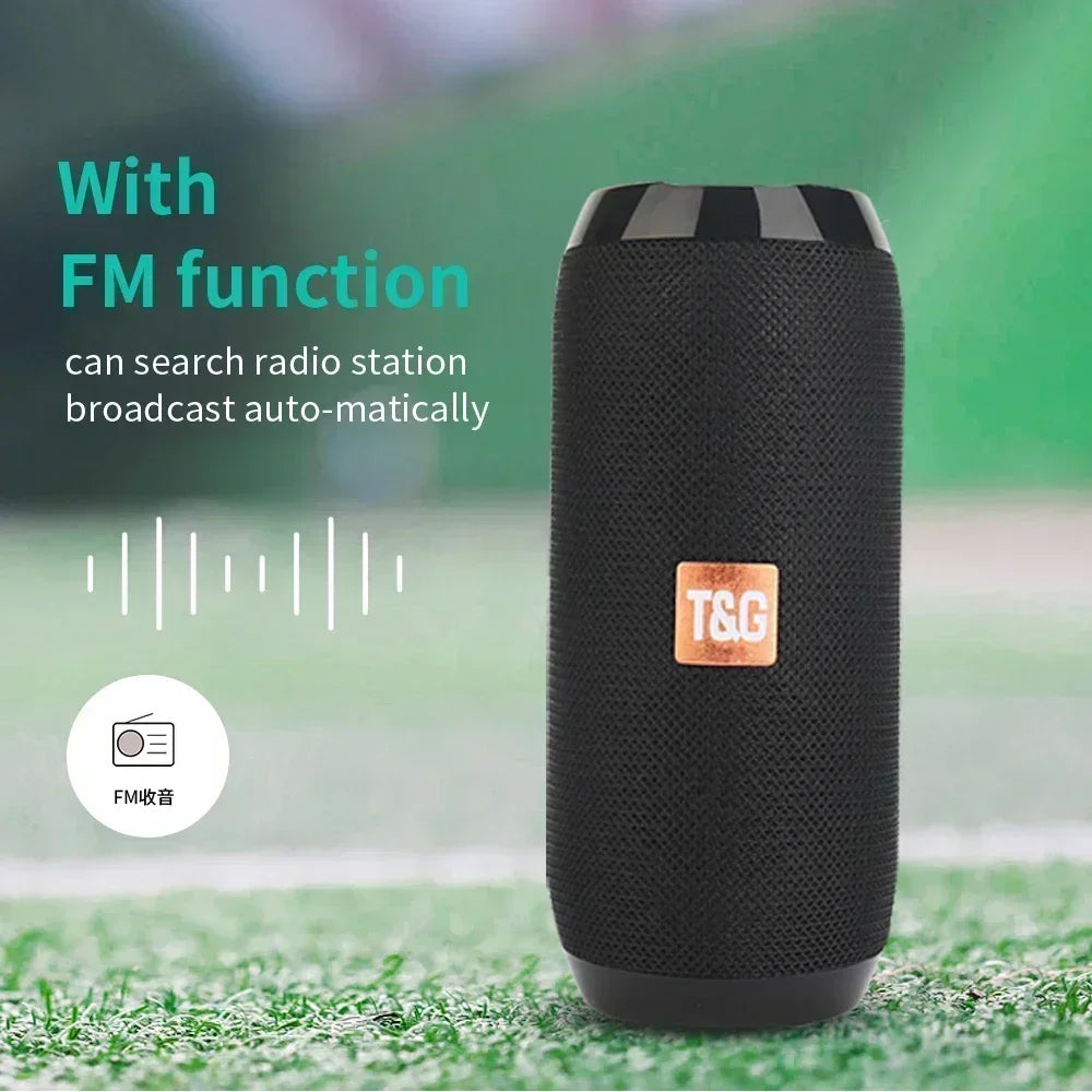 Wireless Portable Bluetooth Speaker with Subwoofer, Waterproof Outdoor Stereo Surround Sound and FM Radio Support