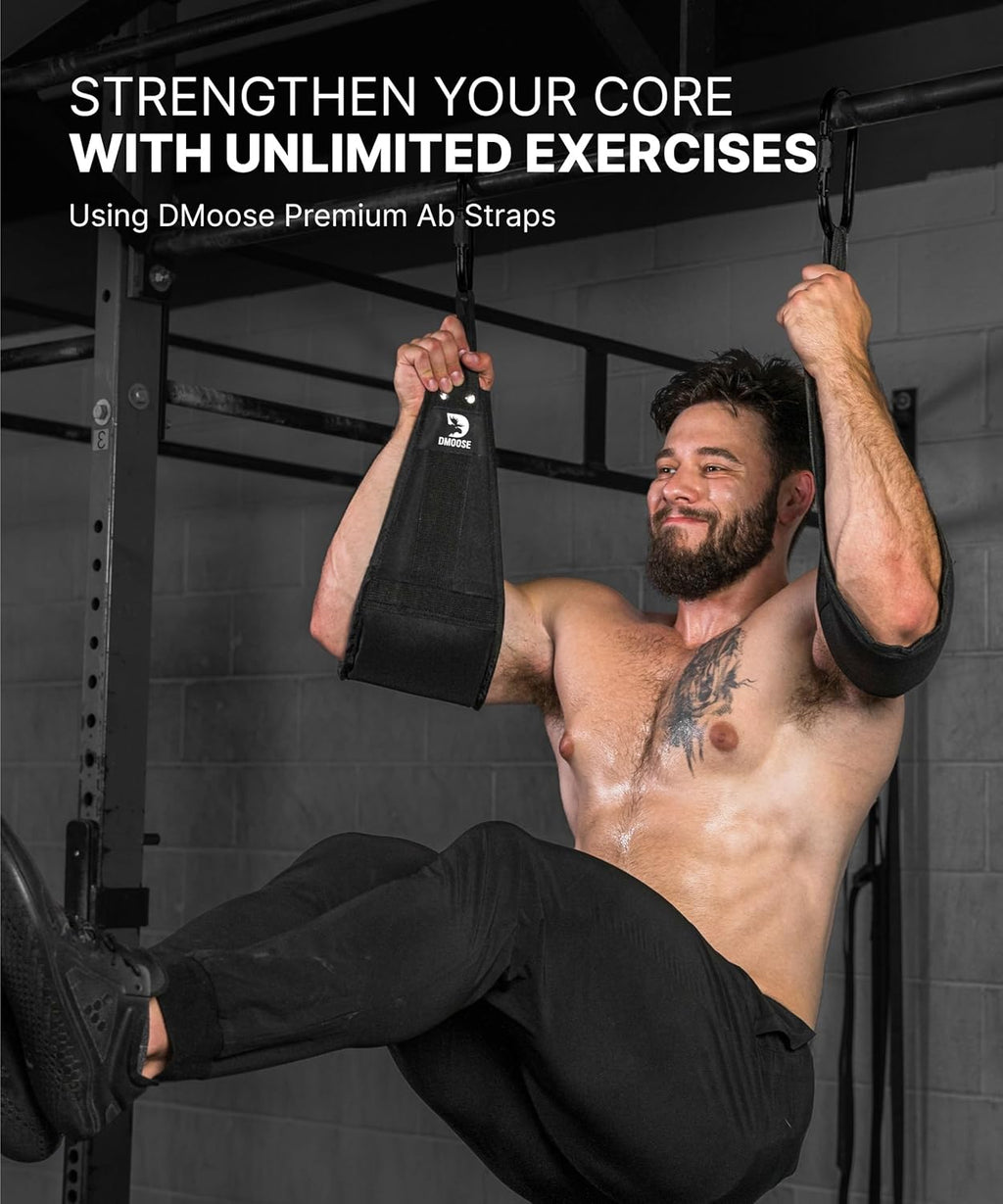 Professional Hanging Ab Straps for Pull-Up Bar & Core Strength Training - Soft Padded Exercise Straps for Ab Swings & Leg Raises, Includes 2 Steel Carabiners - Ideal Abs Equipment for Home & Gym Use