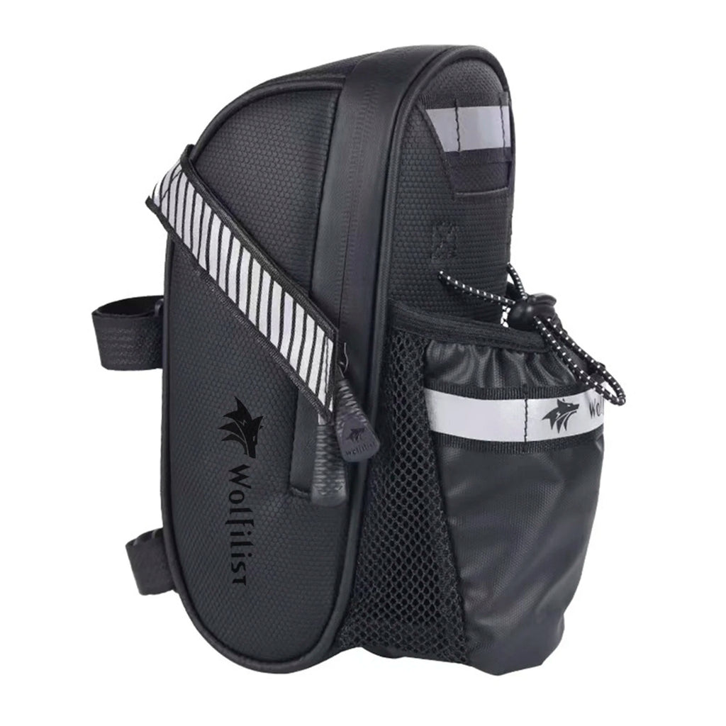 WOLFILIST Waterproof Bike Seat Bag with Reflective Water Bottle Holder - Ultra-Light Bicycle Saddle Bag Accessories