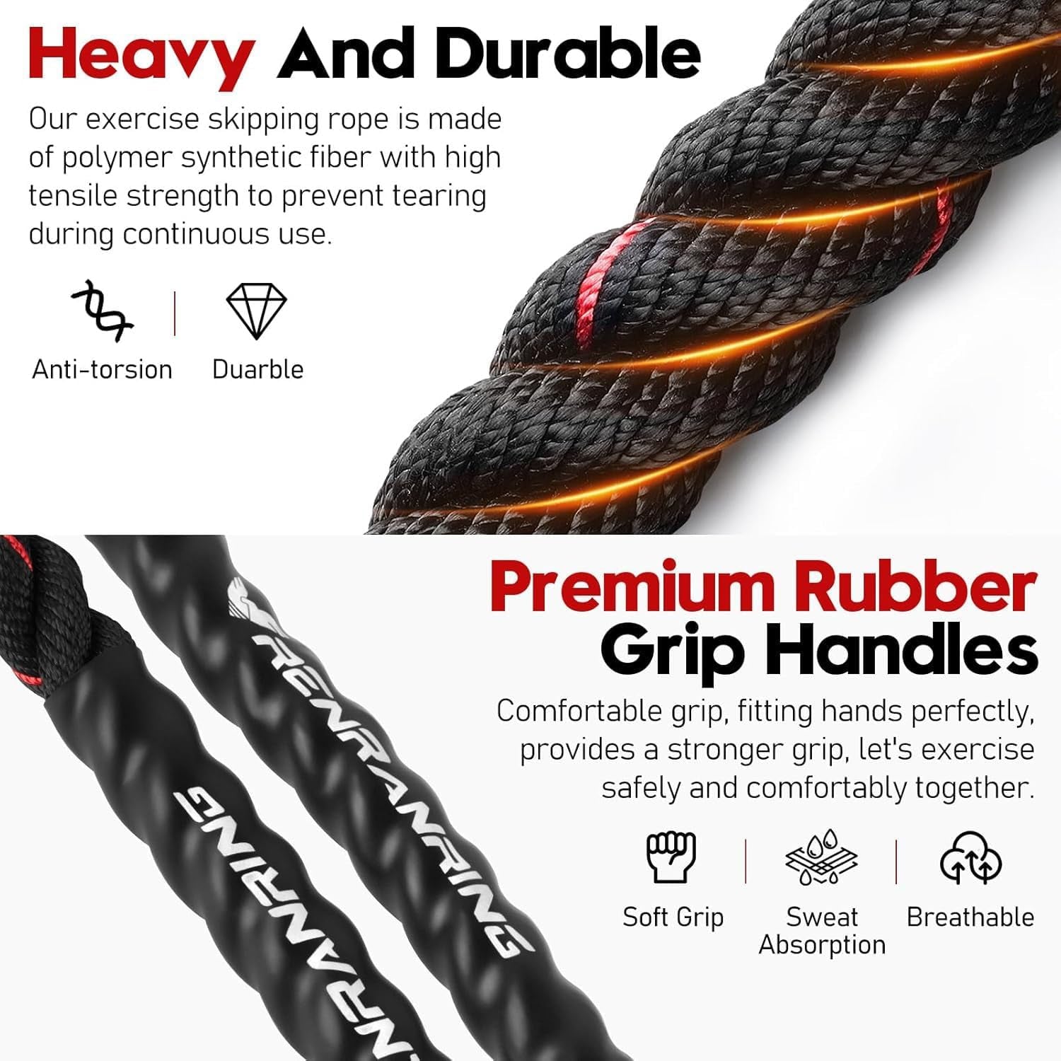 Weighted Jump Rope for Adults - 3Lb, 4Lb, and 5Lb Options for Enhanced Fitness and Strength Training at Home