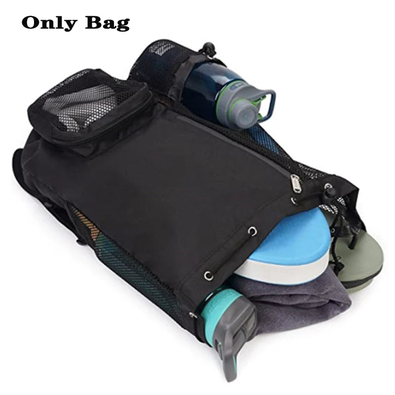 Mesh Drawstring Swim Bag with Wet Pocket - Versatile Backpack for Swimming, Gym, and Fitness Activities