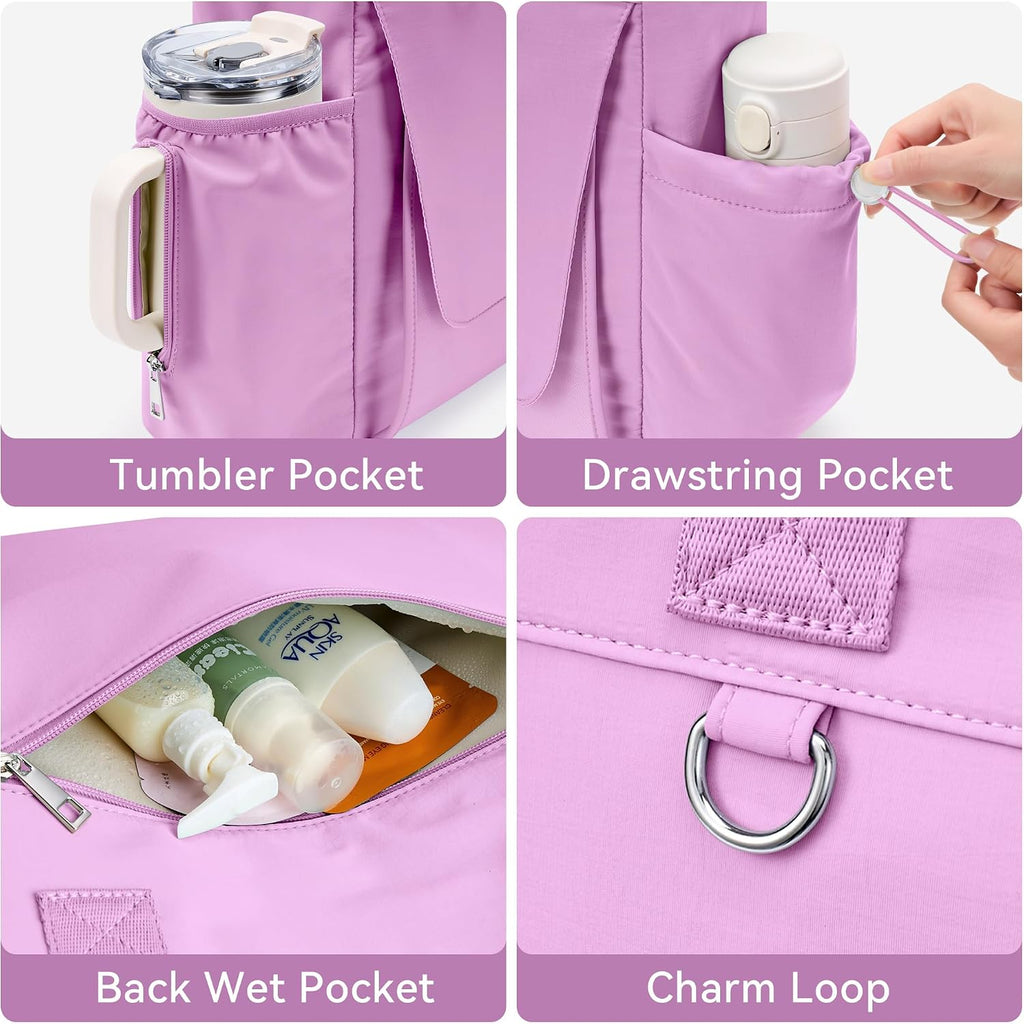 WLLWOO Women's Thick Yoga Mat Bag with Breathable Mesh and Wet Pocket Gym Tote