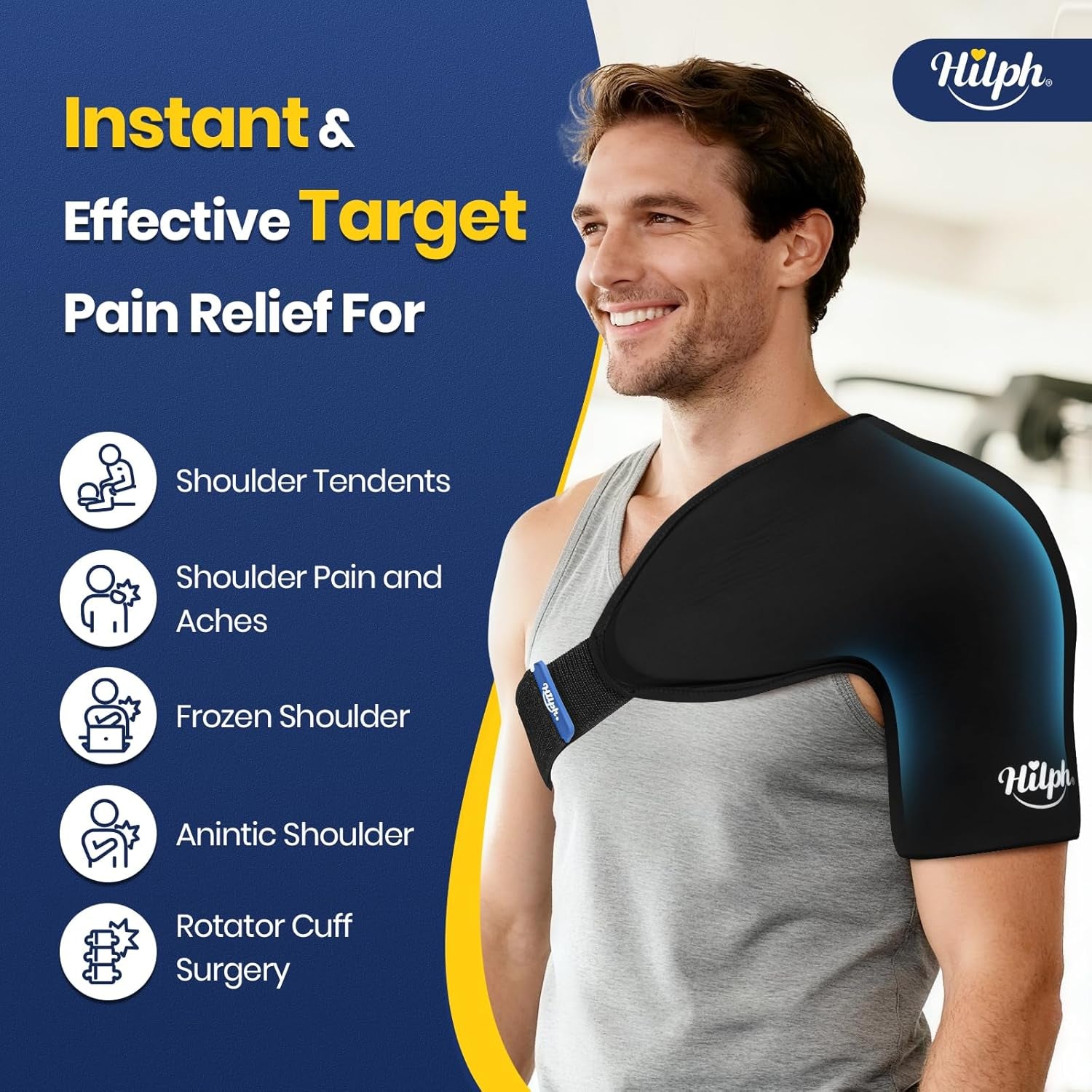 3D Double-Layer Gel Shoulder Ice Pack Wrap for Rotator Cuff and Surgical Recovery, Reusable Cold Therapy Sleeve with Adjustable Strap for Optimal Comfort, Flexible Fit for Men and Women, Medium Size