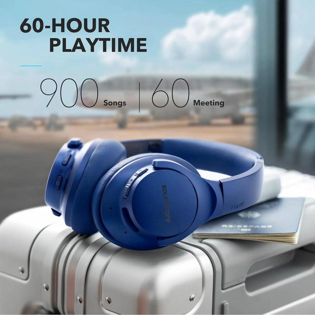 Anker Life Q20 Over-Ear Bluetooth Noise Cancelling Headphones with 60 Hours Playtime, Hi-Res Audio, Deep Bass, and Memory Foam for Travel and Office Use