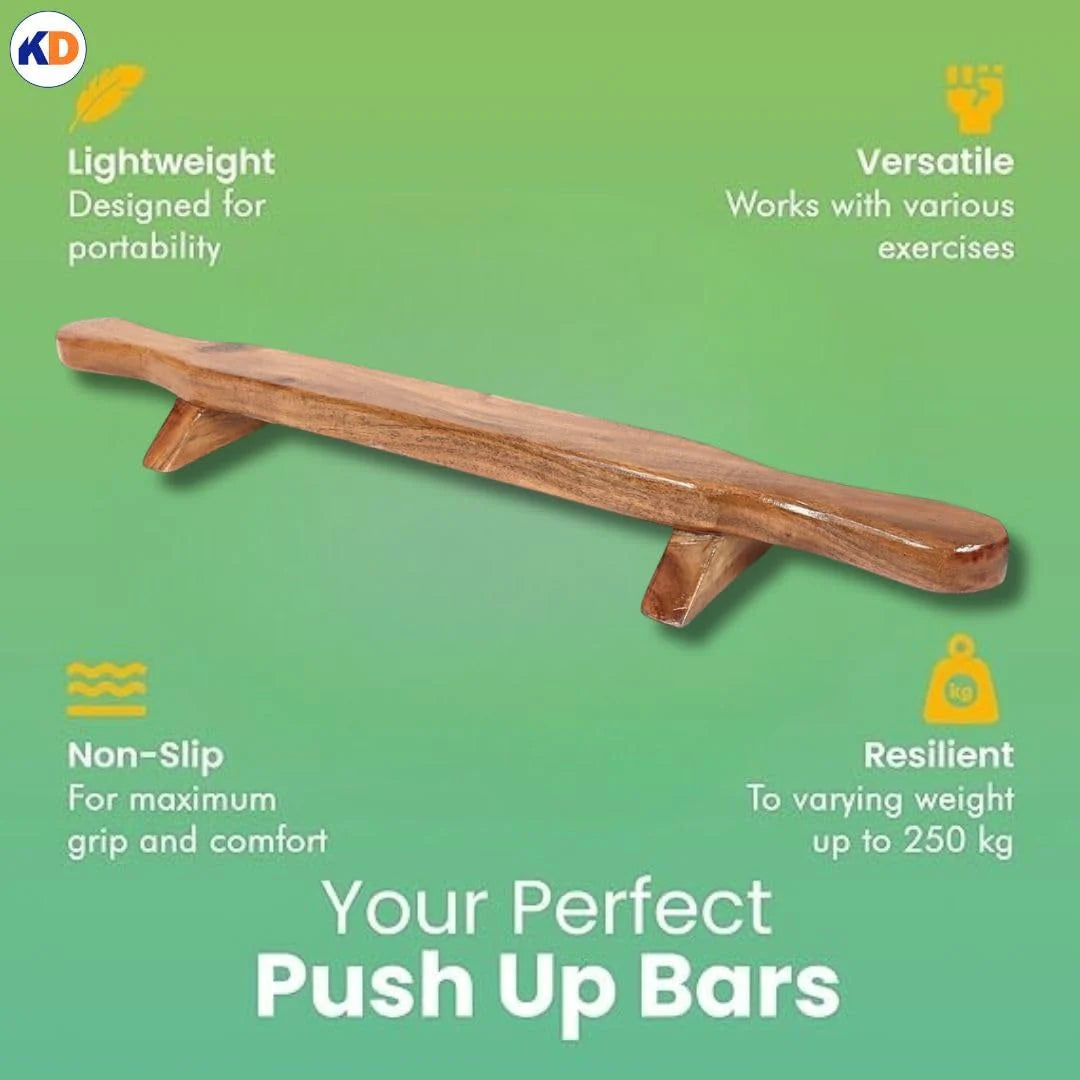 Shena Push-Up Bar Fitness Indian Club Meel Karla Katai - Durable Wooden Equipment, 2.5 Ft, Assorted