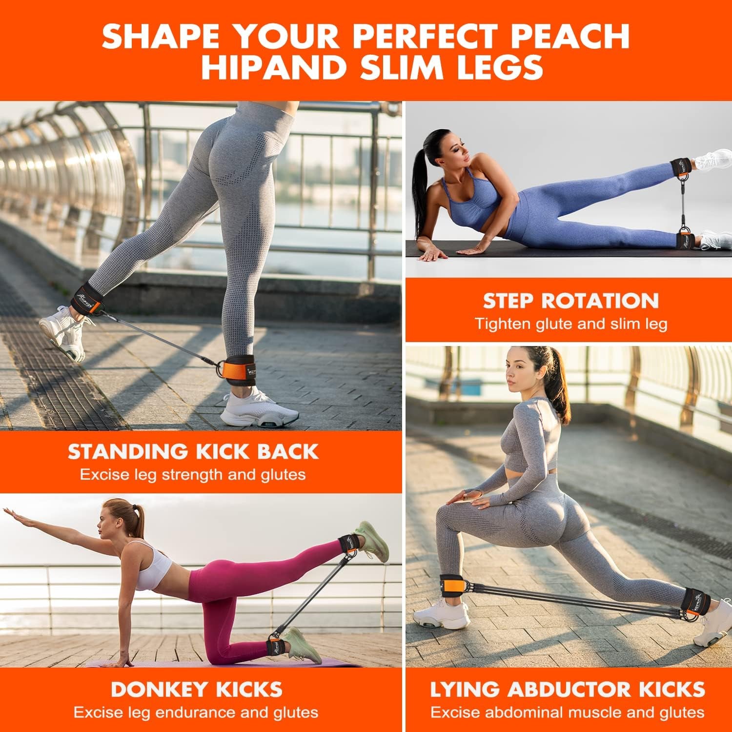 Ankle Resistance Bands with Cuffs - Complete Set for Physical Therapy, Strength Training, Yoga, Pilates, Stretching, and Glute Activation Exercises