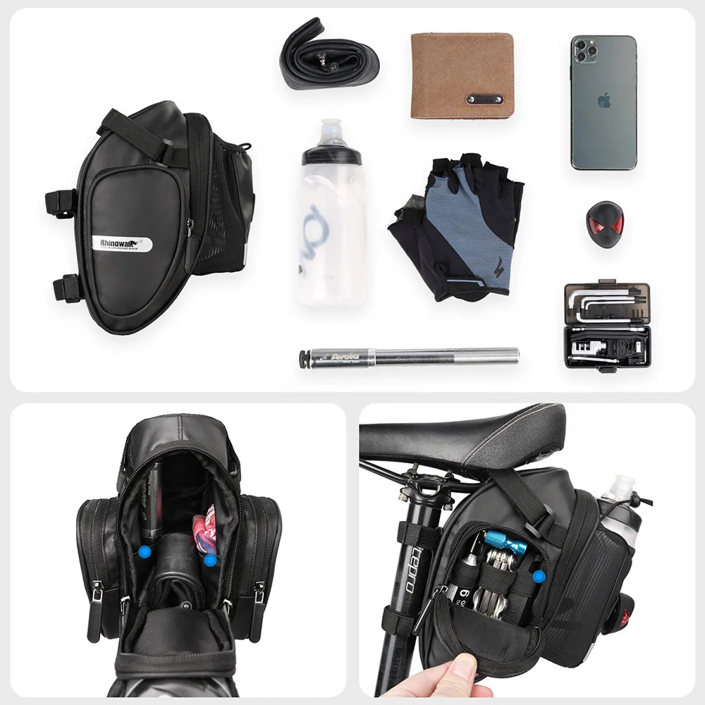 Waterproof Bicycle Saddle Bag with Large Capacity for MTB - Rear Seatpost Water Bottle Holder and Repair Tools Storage