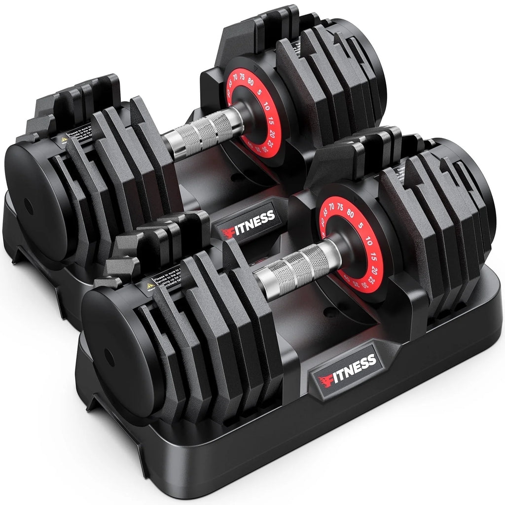 Adjustable Dumbbell Set - 160 lbs (80 lbs x 2) with 16 Weight Configurations for Comprehensive Home Workouts