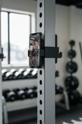 Power Rack Smartphone Mount - Tool-Free Hook-On Holder for 2"x2" and 3"x3" Squat Rack, Supports Vertical & Horizontal Viewing, Compatible with Phones up to 3.22" Wide
